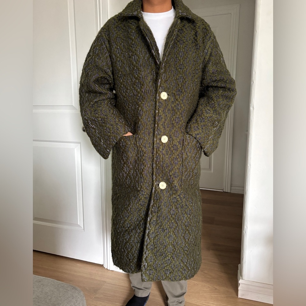 Handwoven Dark Olive Green RES Ipsa Coat - M